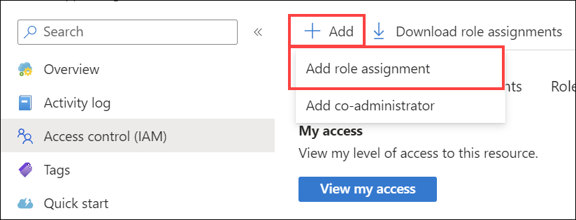 The add role assignment menu item is highlighted.